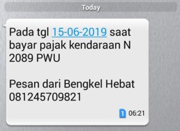 SMS Layanan Servis Kendaraan - pajak kendaraan