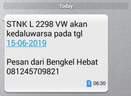 SMS Layanan Servis Kendaraan - perpanjang STNK
