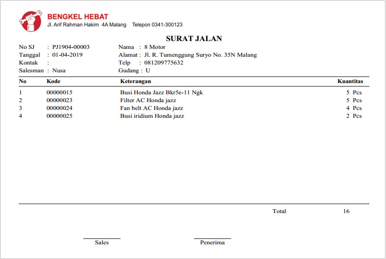 Penjualan distributor - Surat jalan