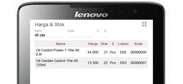 Aplikasi Berbasis Web Mobile - melihat harga dan stock-2